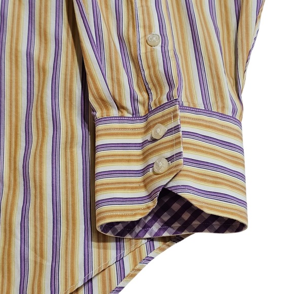 Tailorbyrd Striped Shirt XL Purple Gold Long Sleeve‎ Button Up - Picture 6 of 16